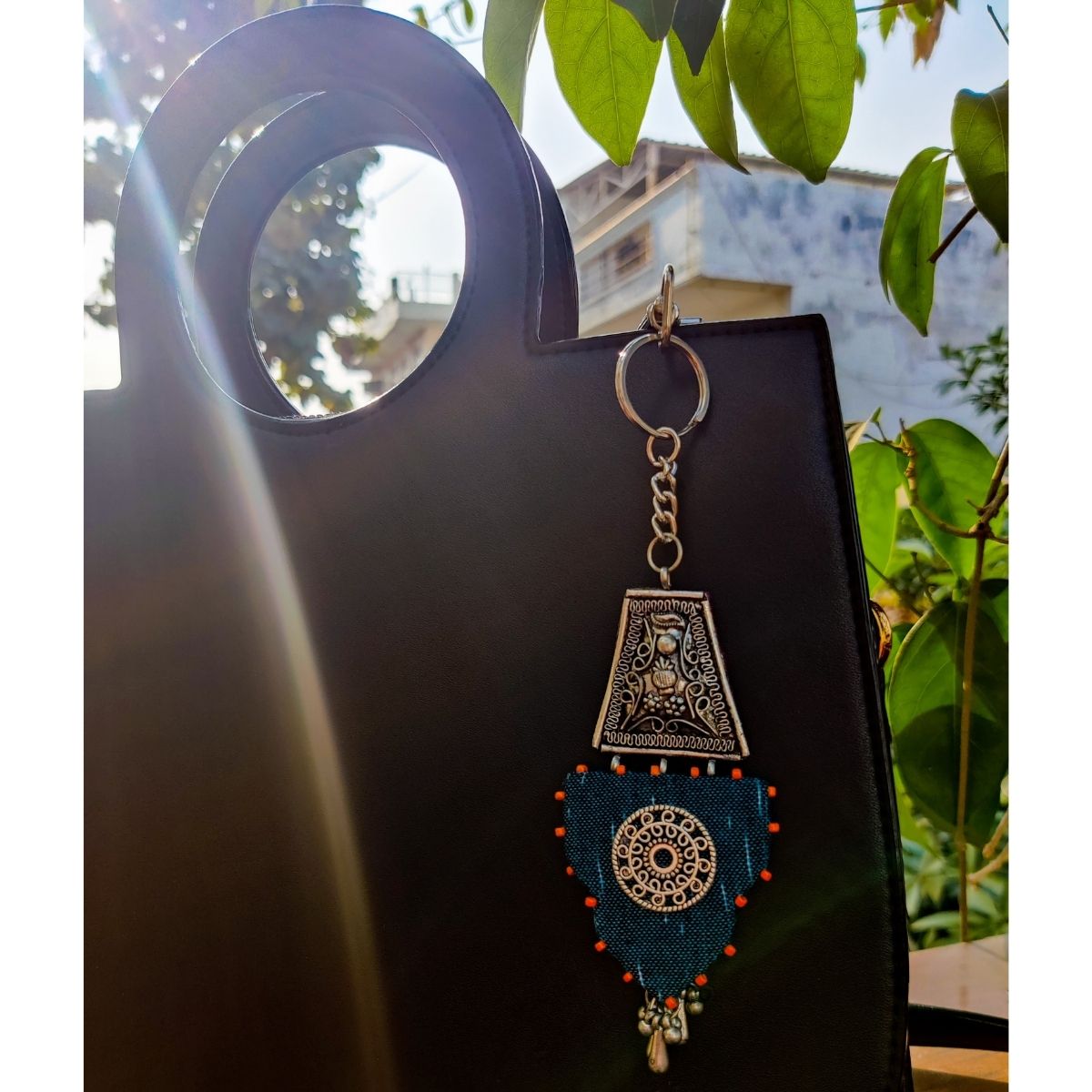 Blue Jharokha Keychain